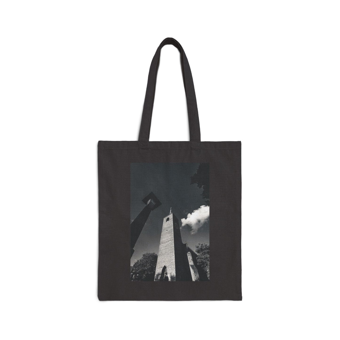 Leiden Steeple Monochrome Cotton Canvas Tote Bag with Artistic Photographic Print