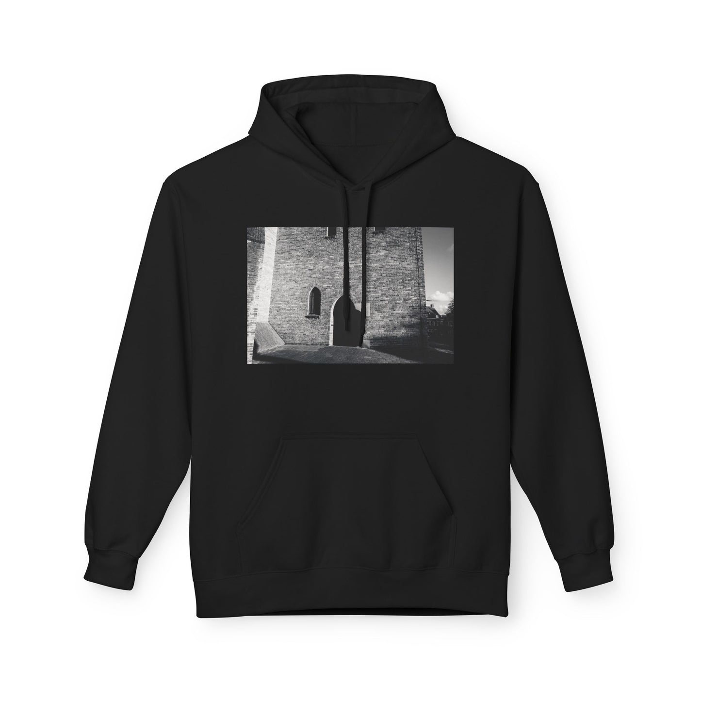 Monochrome Ancient Leiden Wall Windmill Fleece Hoodie