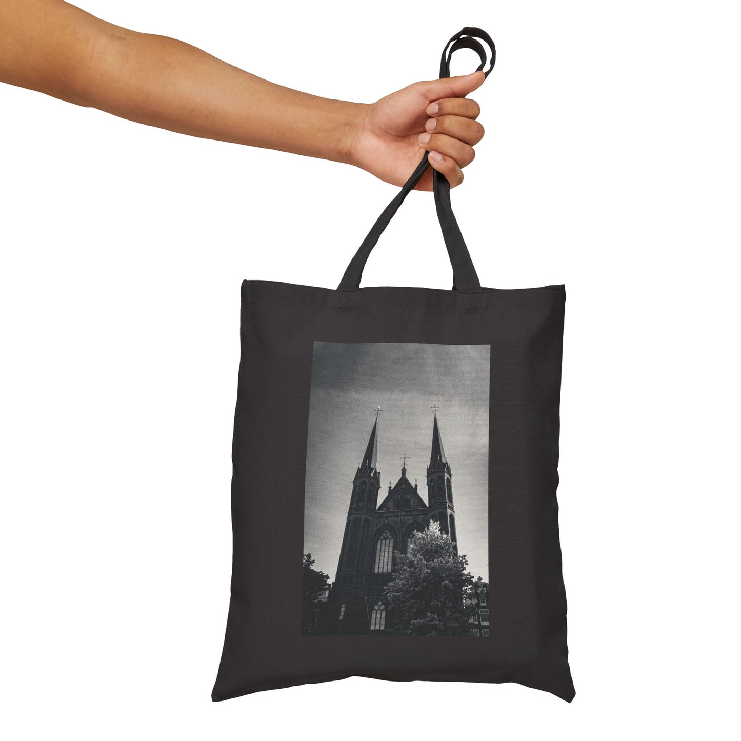 Iconic Form Amsterdam Monochrome Cotton Canvas Tote Bag with Artistic Photographic Print