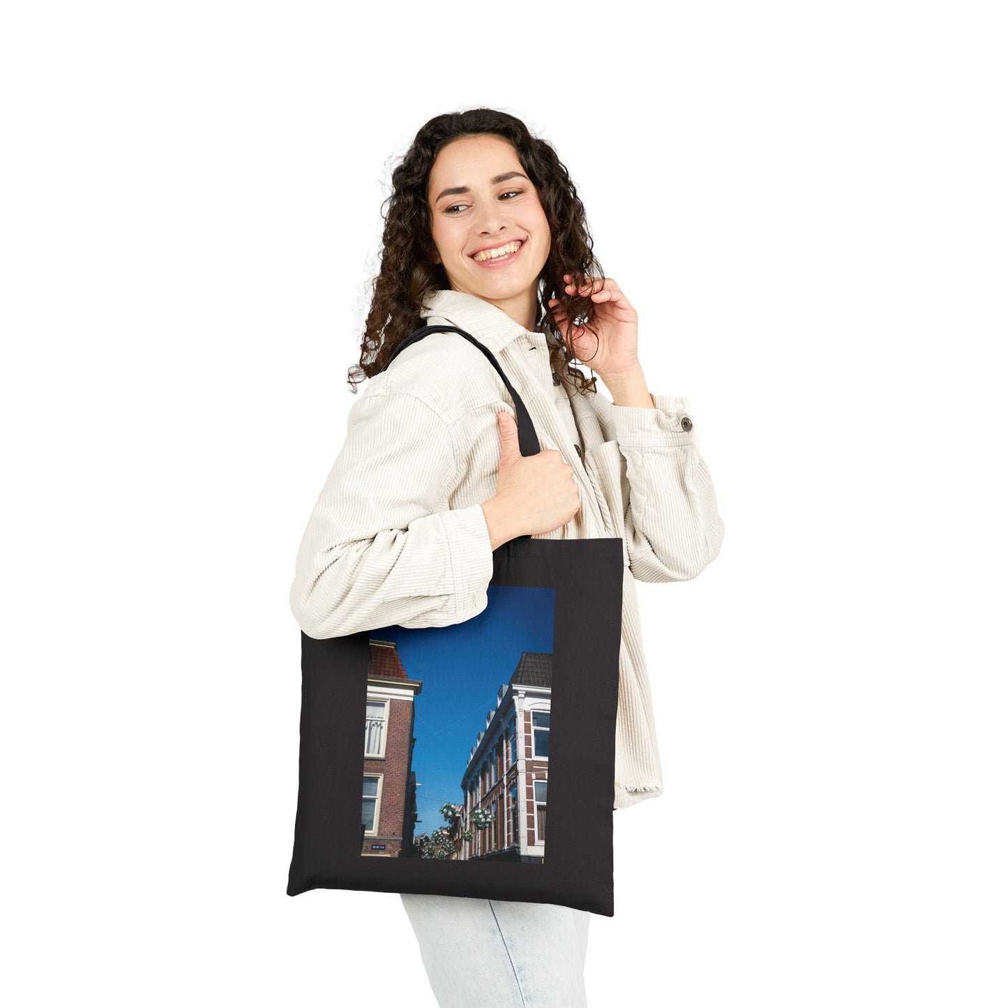 Leiden Skyward Cotton Canvas Tote Bag with Artistic Photographic Print