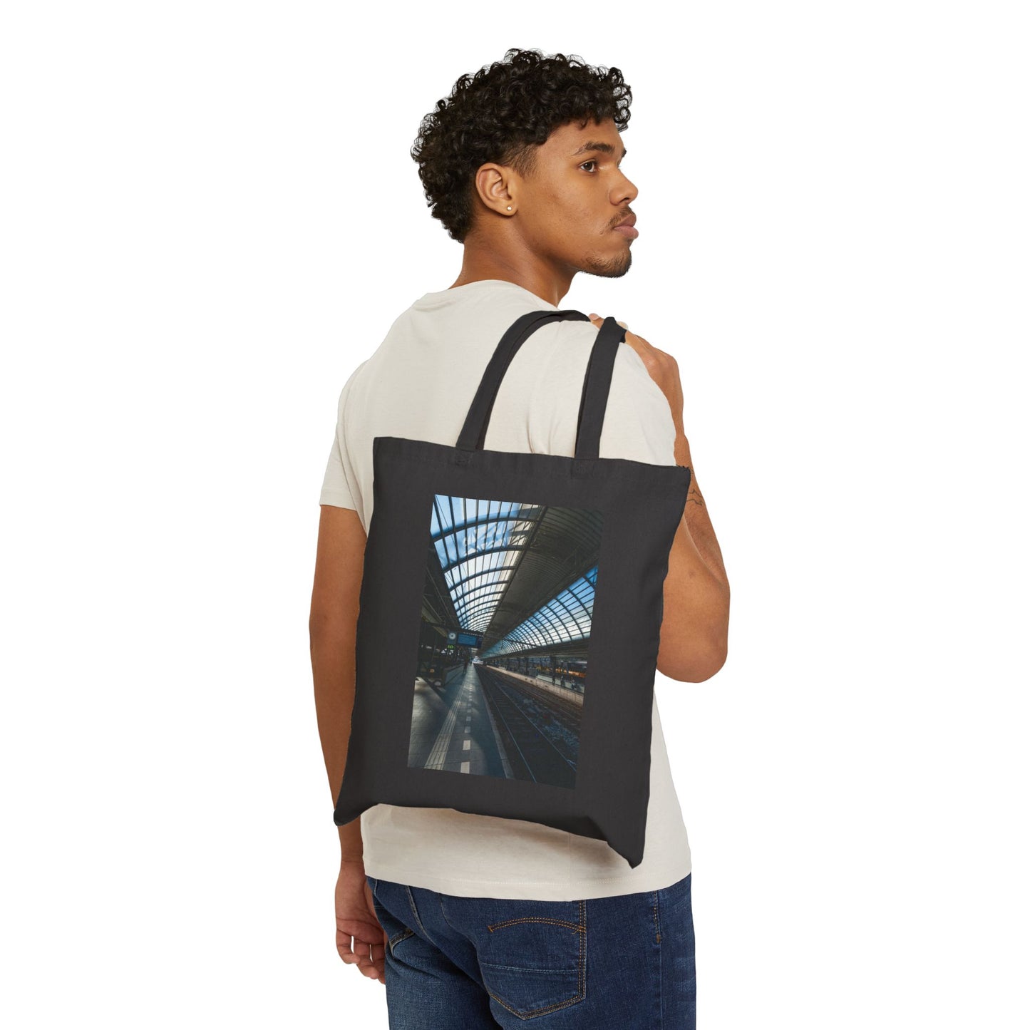 Amsterdam Central | Skyward Angle Cotton Canvas Tote Bag with Artistic Photographic Print