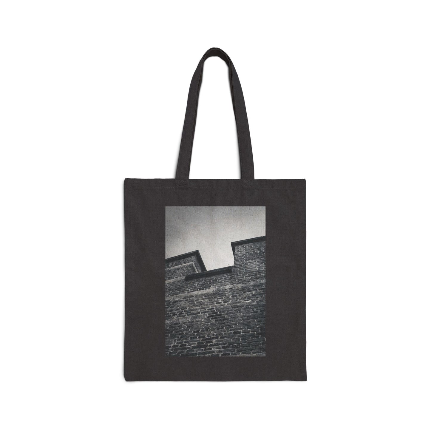 Rooftop Geometry Burcht Leiden Monochrome Cotton Canvas Tote Bag with Artistic Photographic Print