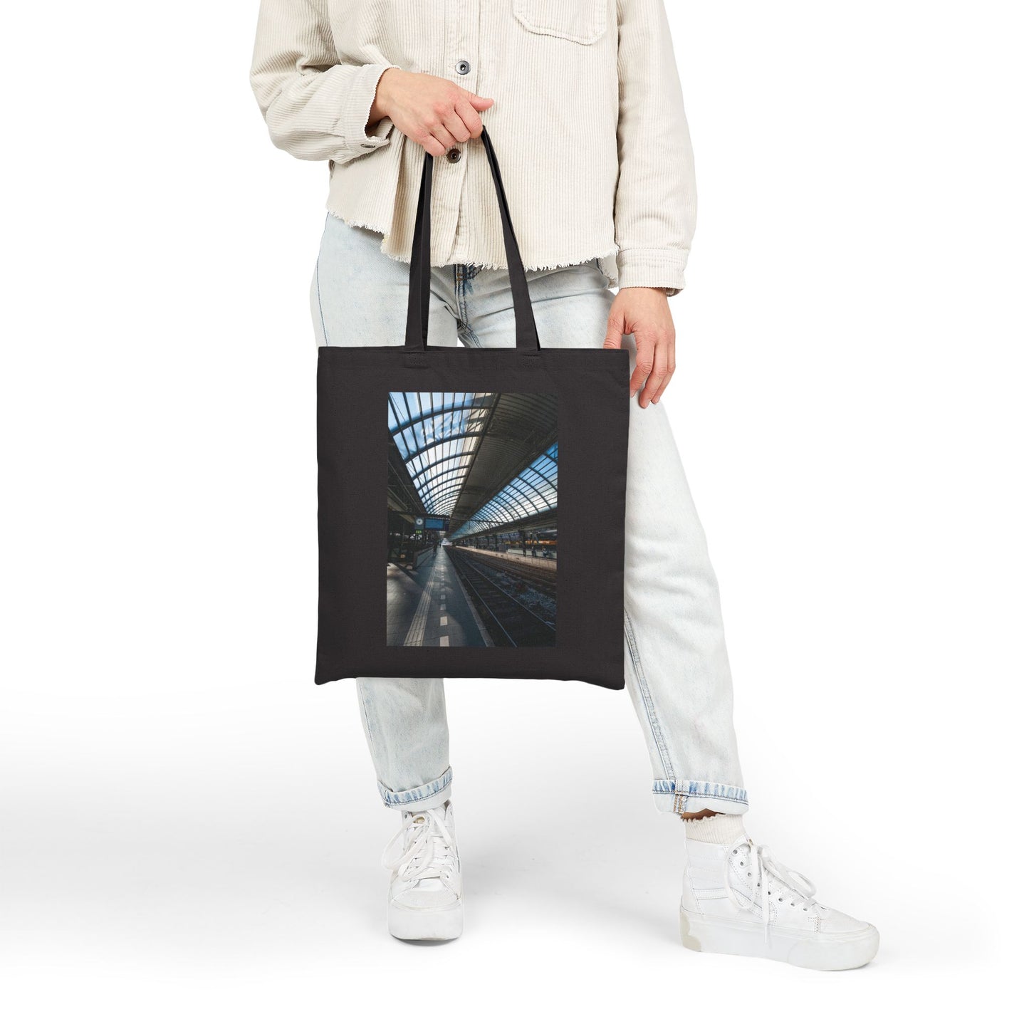 Amsterdam Central | Skyward Angle Cotton Canvas Tote Bag with Artistic Photographic Print