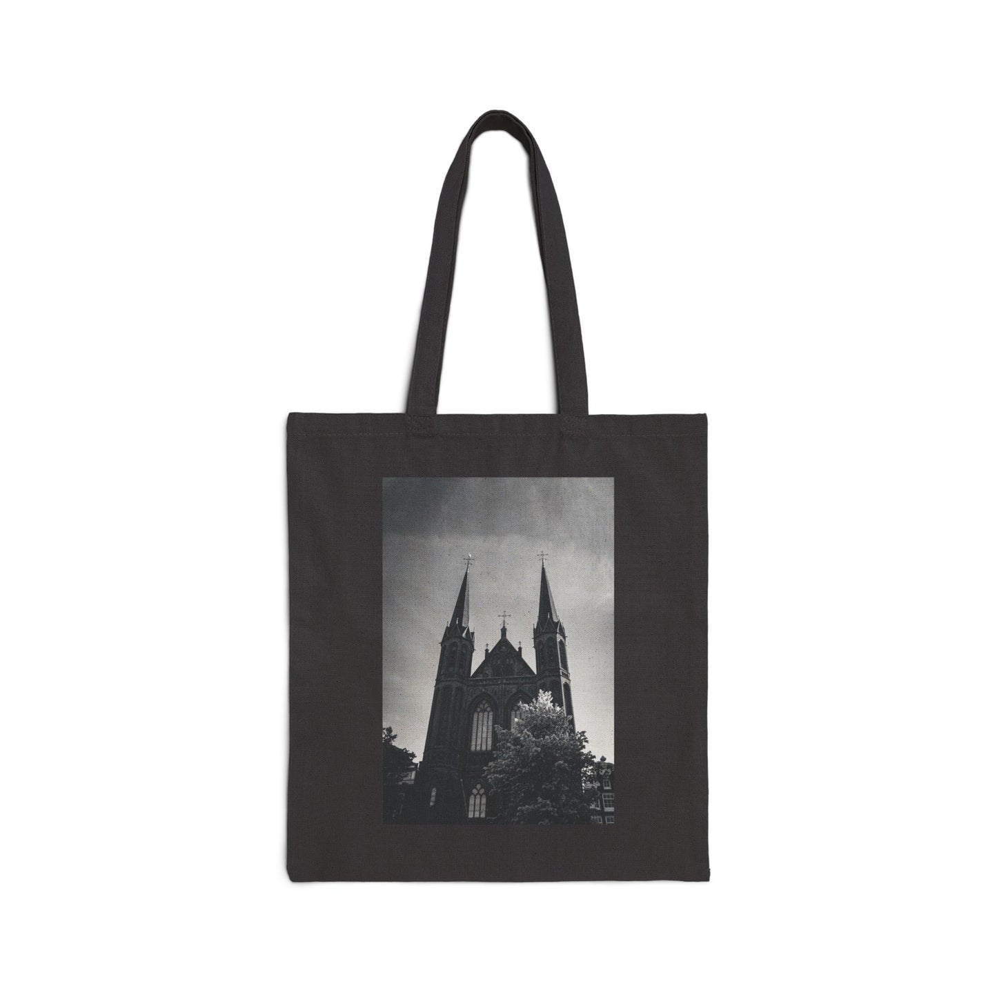 Iconic Form Amsterdam Monochrome Cotton Canvas Tote Bag with Artistic Photographic Print