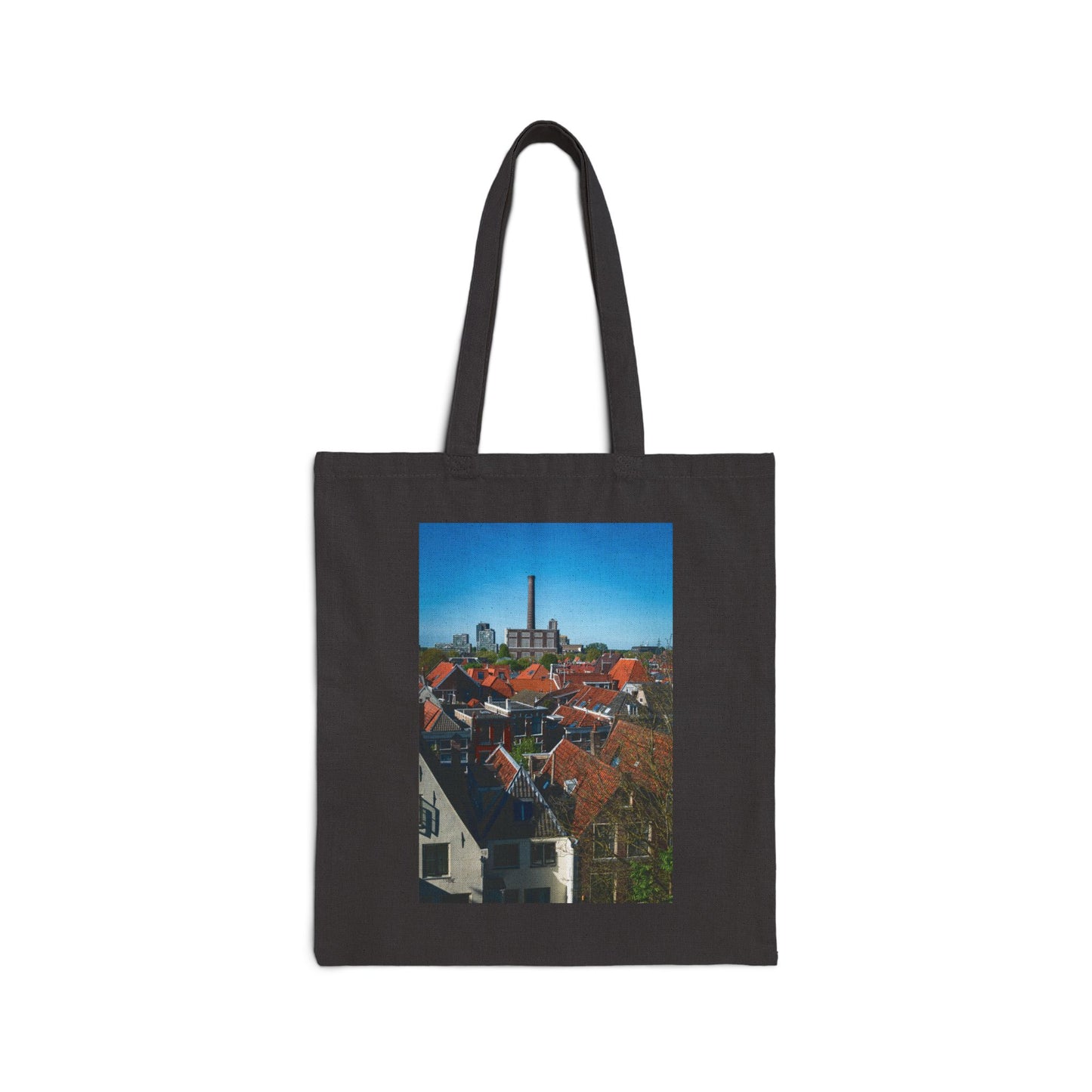Leiden Rooftops Burcht Cotton Canvas Tote Bag with Artistic Photographic Print