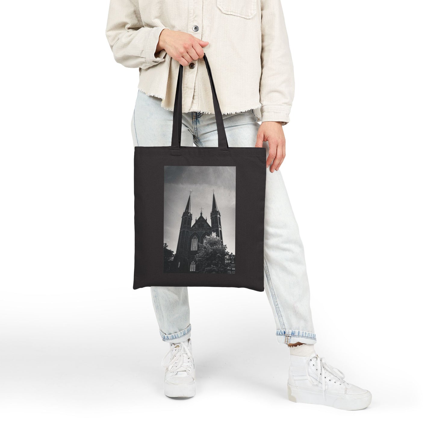 Iconic Form Amsterdam Monochrome Cotton Canvas Tote Bag with Artistic Photographic Print