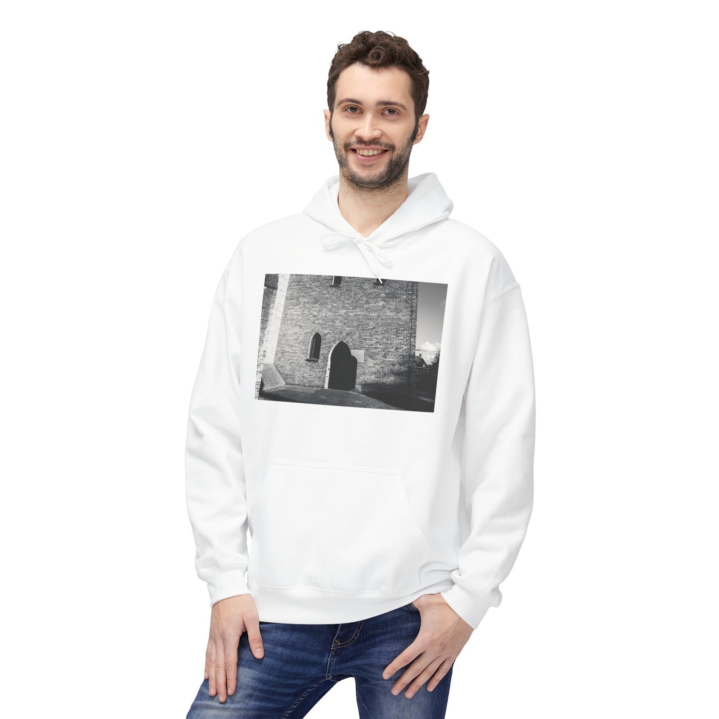 Monochrome Ancient Leiden Wall Windmill Fleece Hoodie