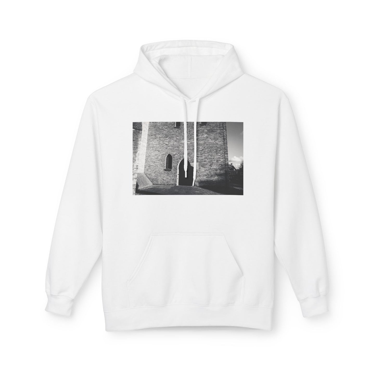 Monochrome Ancient Leiden Wall Windmill Fleece Hoodie