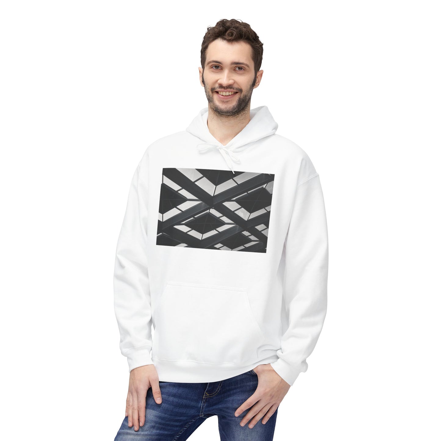 Structural Grid Monochrome The Hague Fleece Hoodie