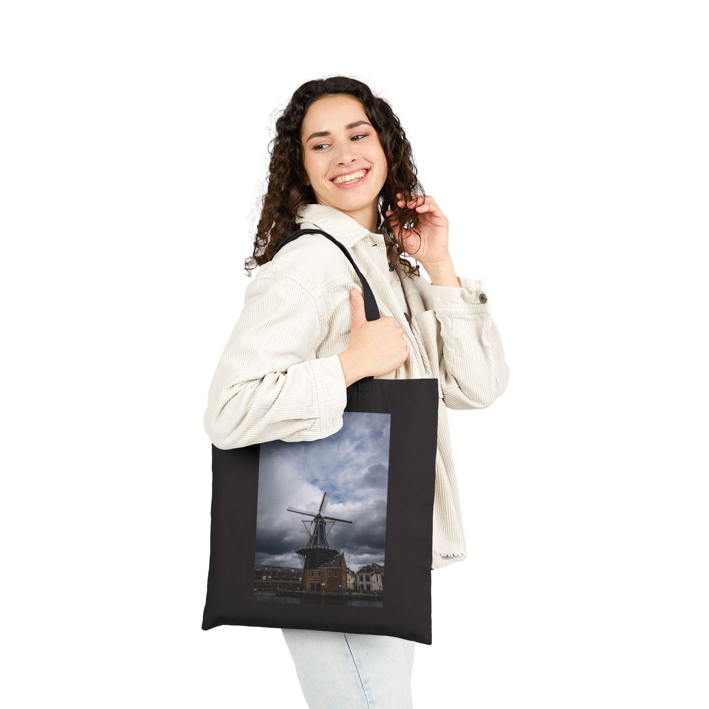 The Haarlem Windmill Cotton Canvas Tote Bag with Artistic Photographic Print