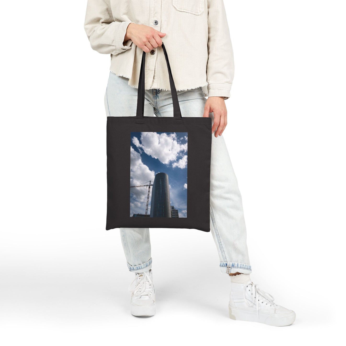 Skyward Ascent Amsterdam Bijlmer Cotton Canvas Tote Bag with Artistic Photographic Print