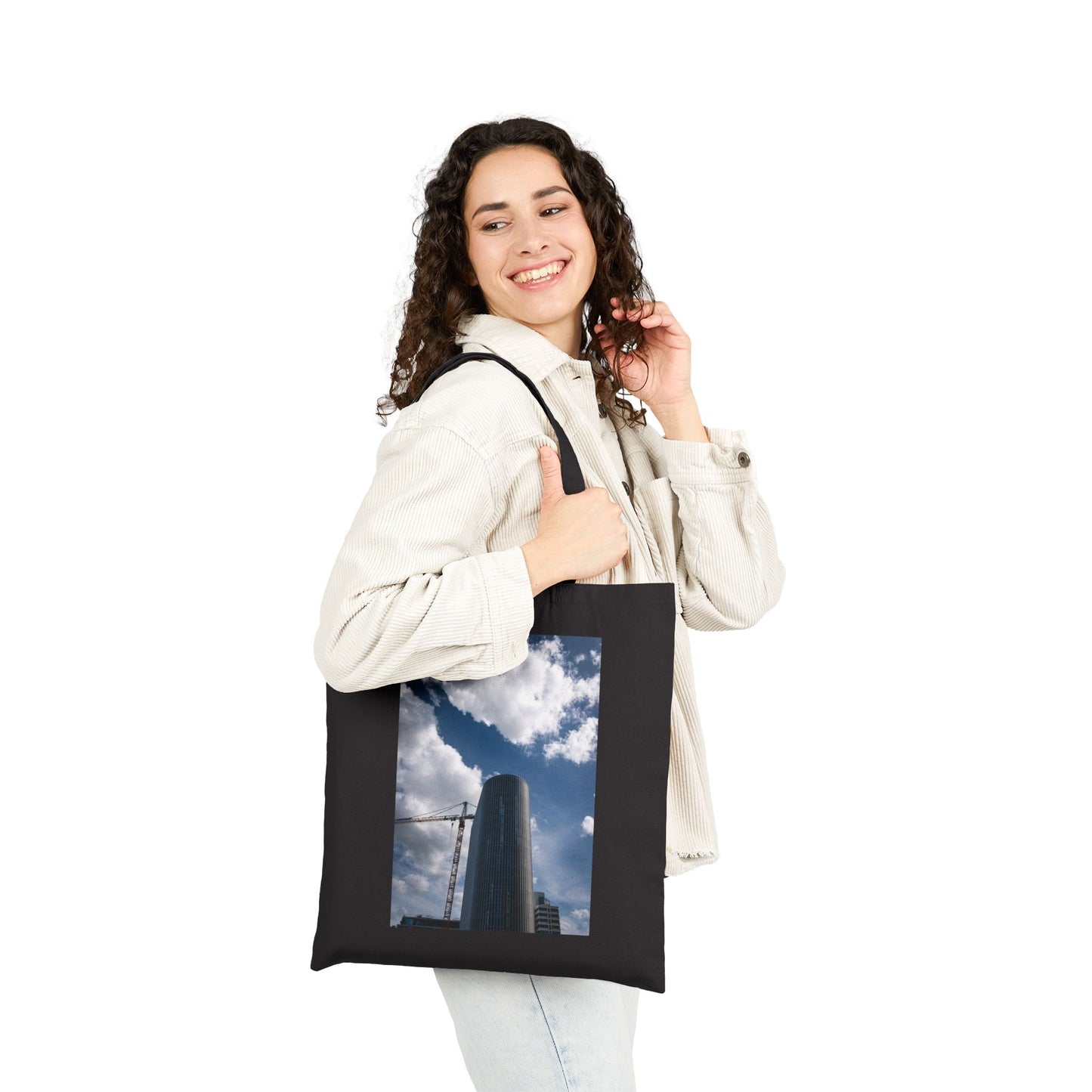 Skyward Ascent Amsterdam Bijlmer Cotton Canvas Tote Bag with Artistic Photographic Print
