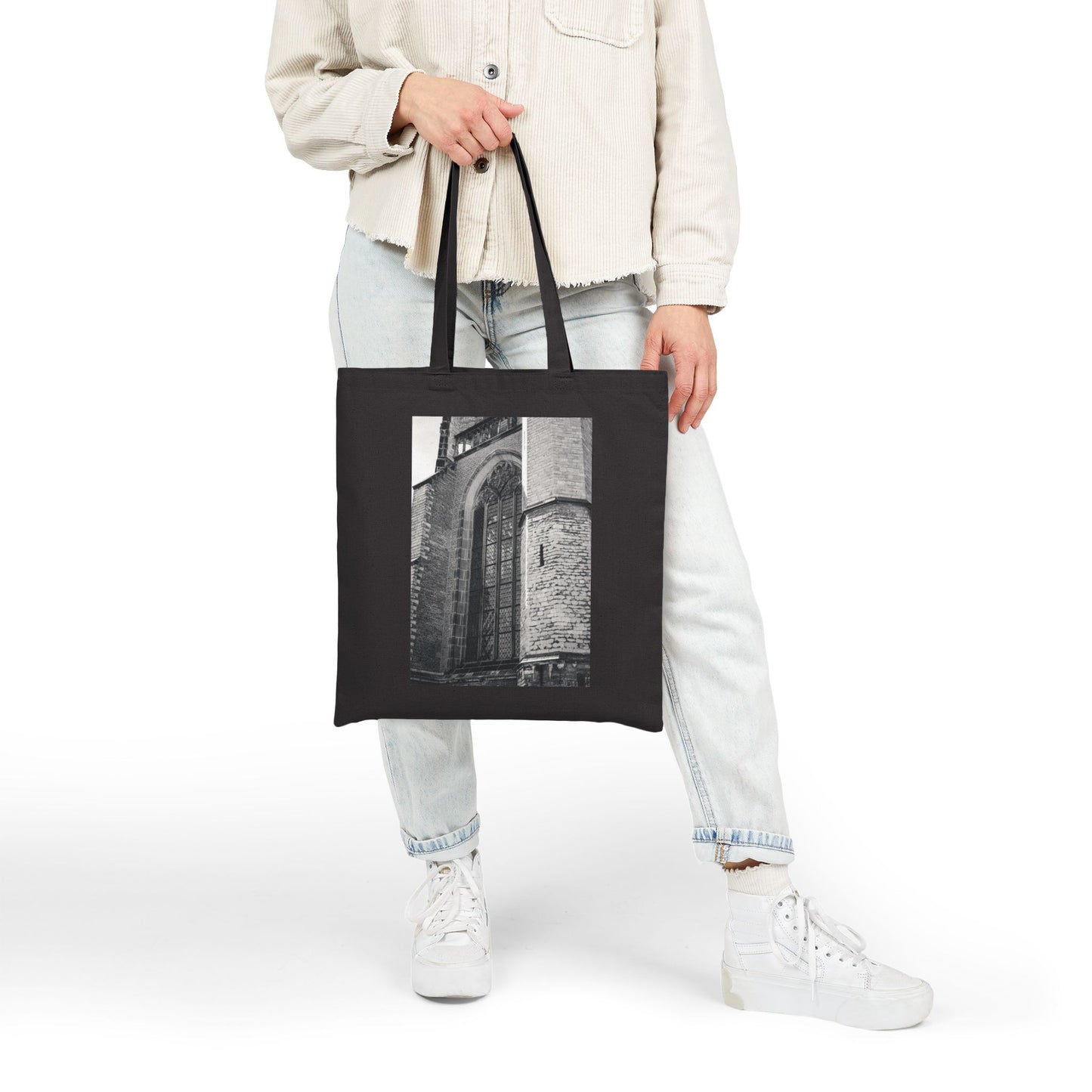 Gothic Planes Leiden Monochrome Cotton Canvas Tote Bag with Artistic Photographic Print