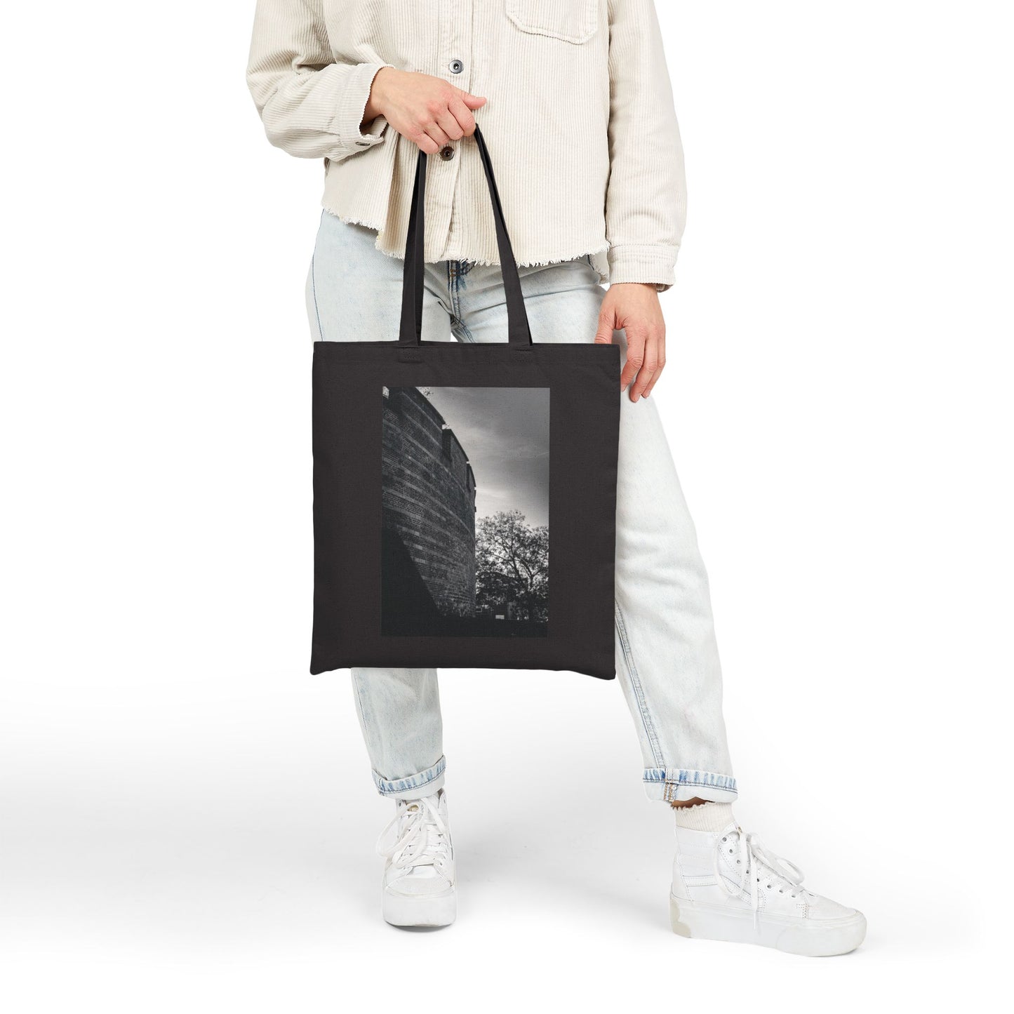 Citadel Angle Leiden Monochrome Cotton Canvas Tote Bag with Artistic Photographic Print