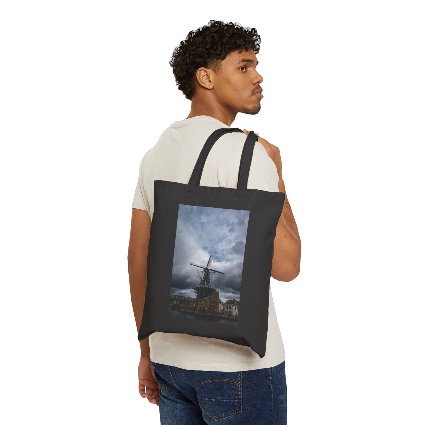 The Haarlem Windmill Cotton Canvas Tote Bag with Artistic Photographic Print