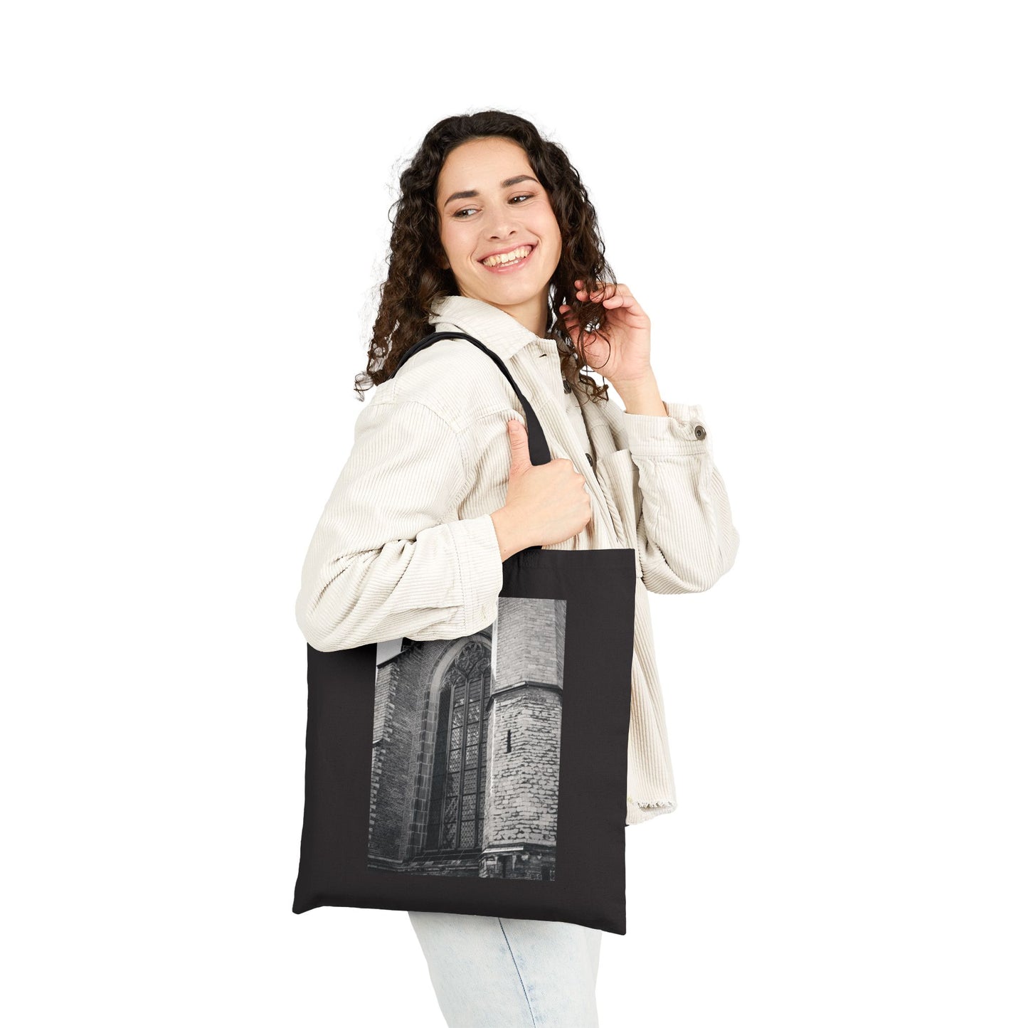 Gothic Planes Leiden Monochrome Cotton Canvas Tote Bag with Artistic Photographic Print