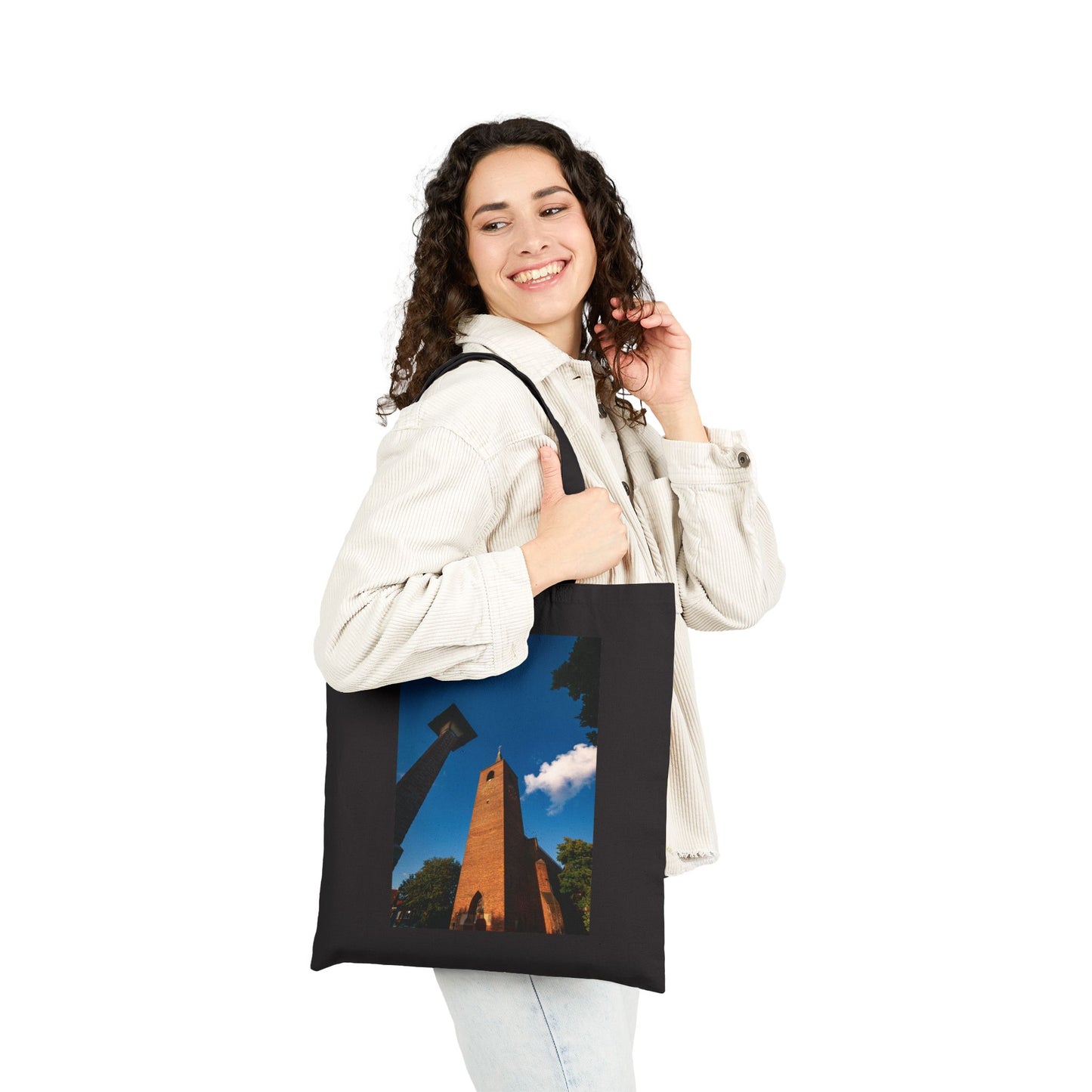 Leiden Steeple Cotton Canvas Tote Bag with Artistic Photographic Print