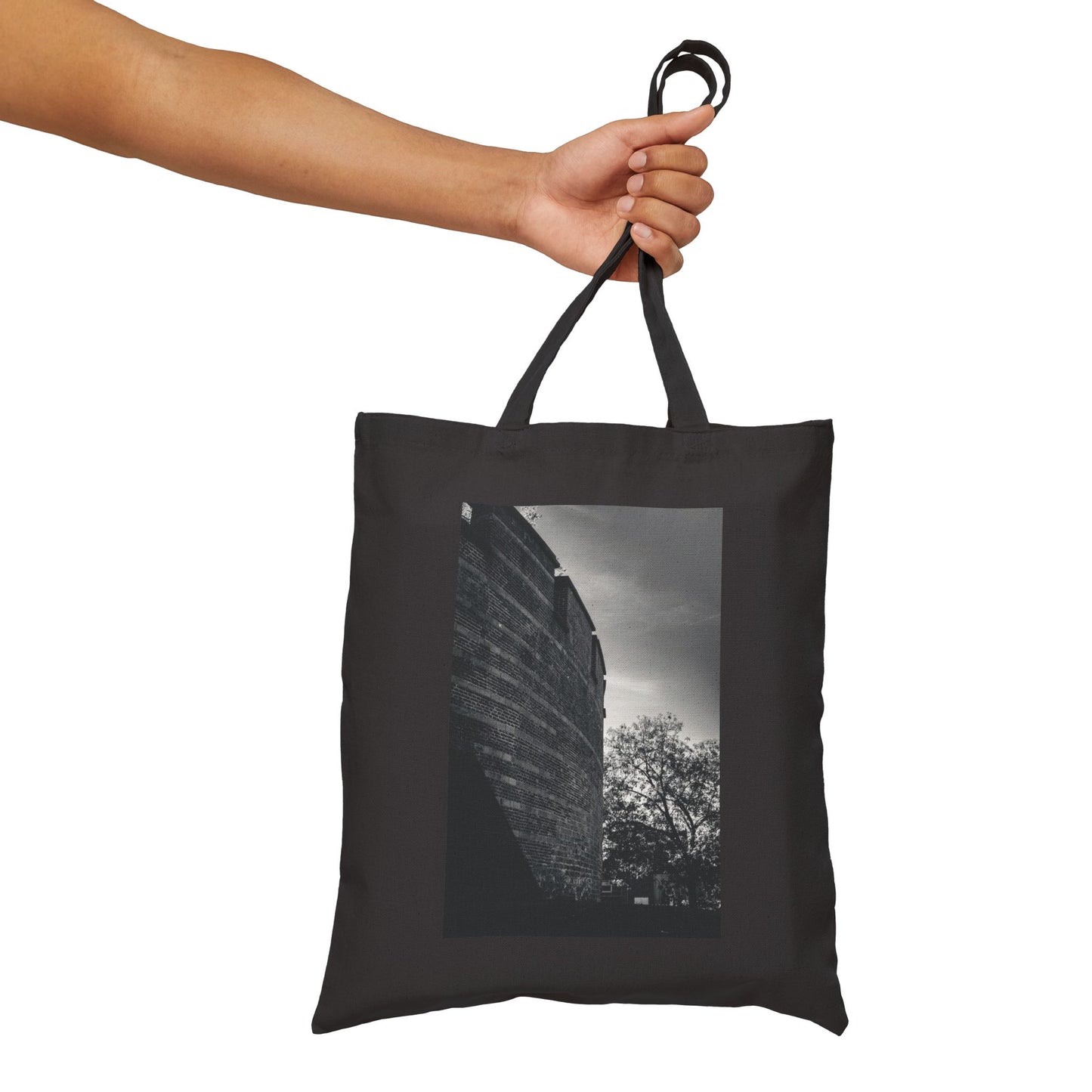 Citadel Angle Leiden Monochrome Cotton Canvas Tote Bag with Artistic Photographic Print