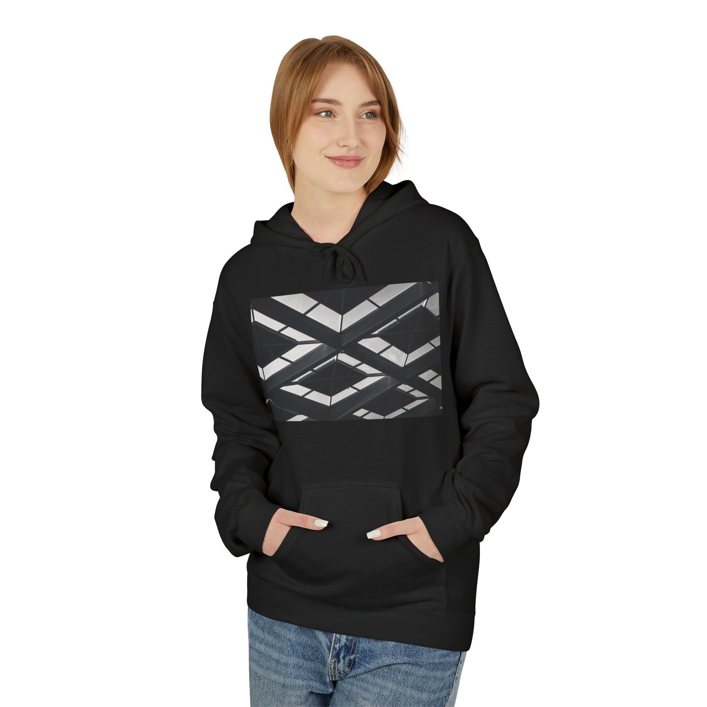 Structural Grid Monochrome The Hague Fleece Hoodie