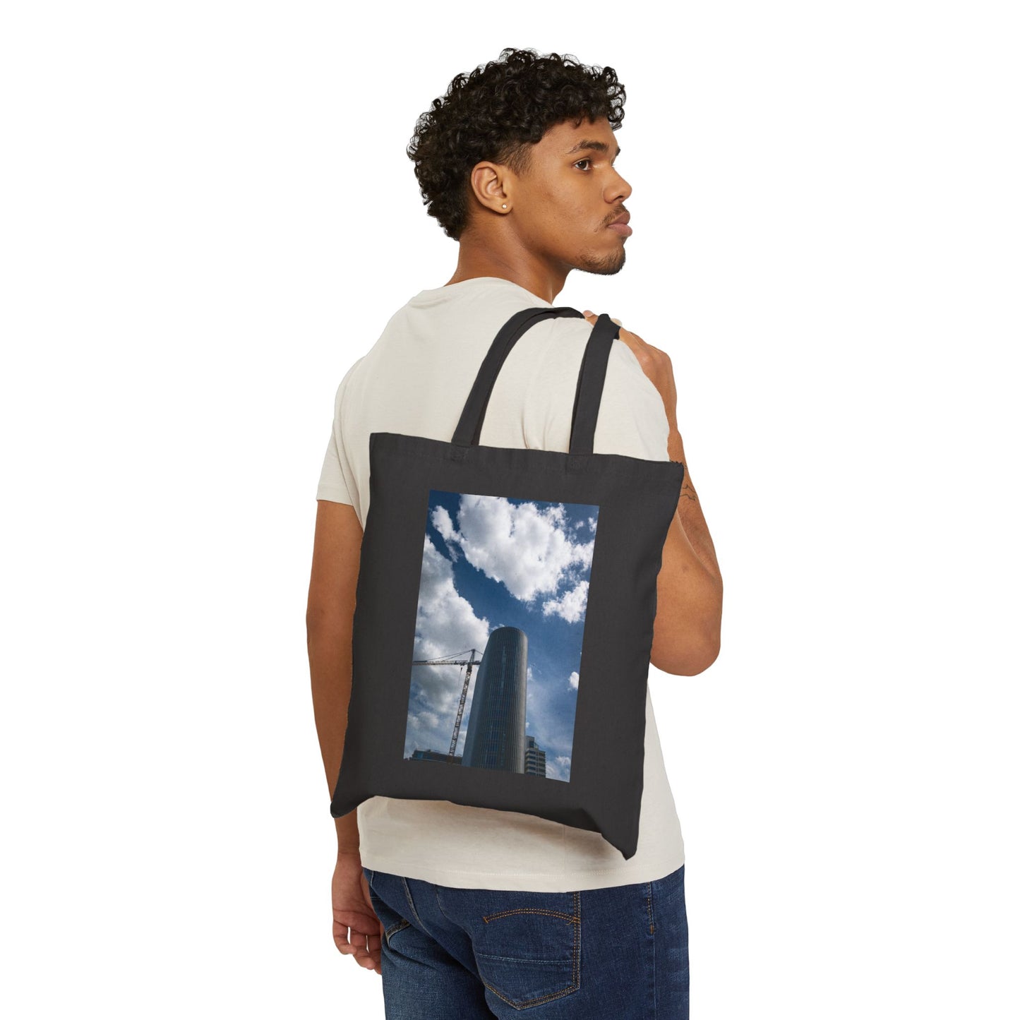 Skyward Ascent Amsterdam Bijlmer Cotton Canvas Tote Bag with Artistic Photographic Print