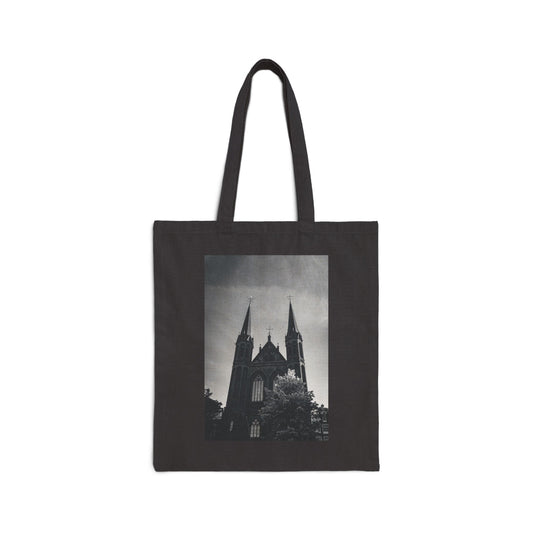 Iconic Form Amsterdam Monochrome Cotton Canvas Tote Bag with Artistic Photographic Print