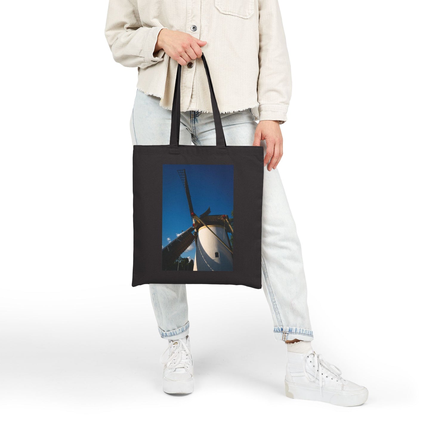 Leiden Windmill Cotton Canvas Tote Bag with Artistic Photographic Print