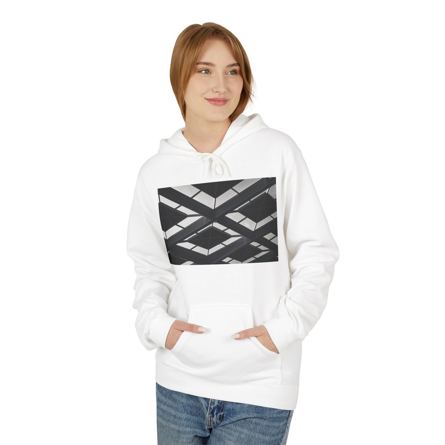Structural Grid Monochrome The Hague Fleece Hoodie