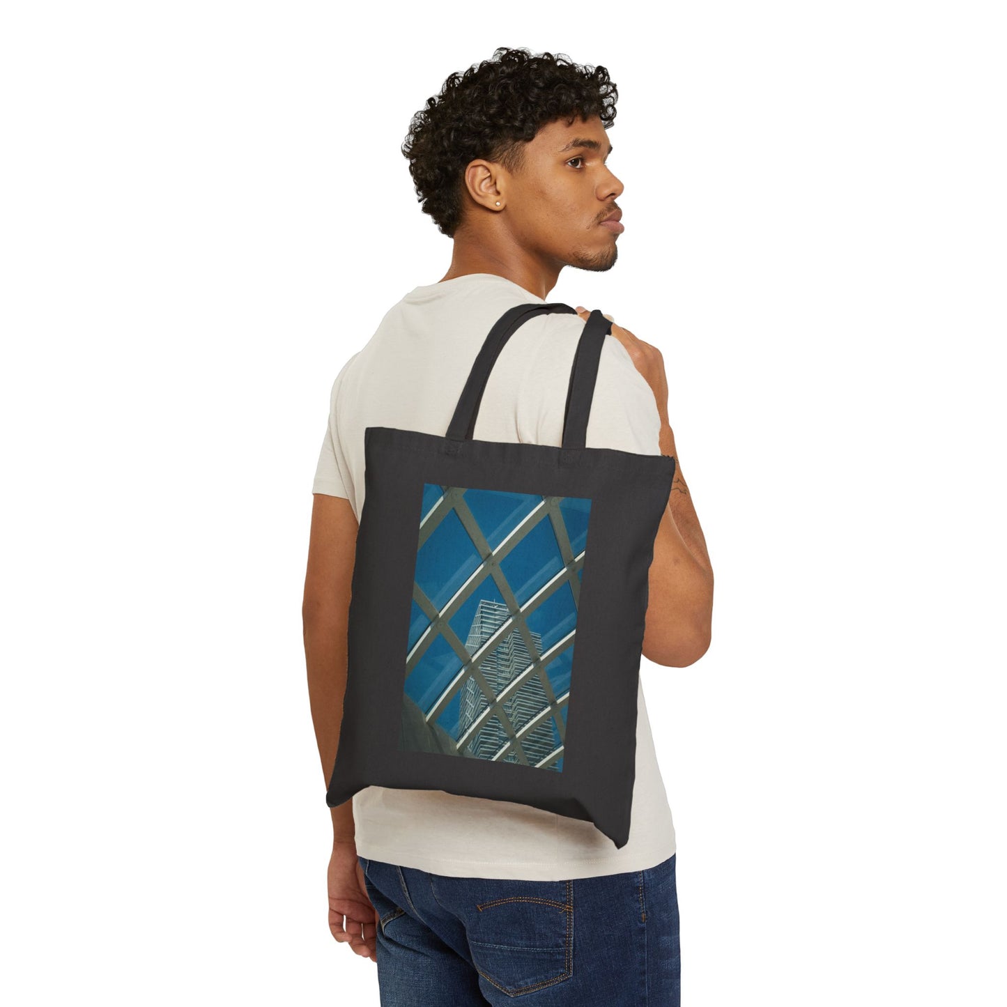 Azure Ascent The Hague Cotton Canvas Tote Bag with Artistic Photographic Print