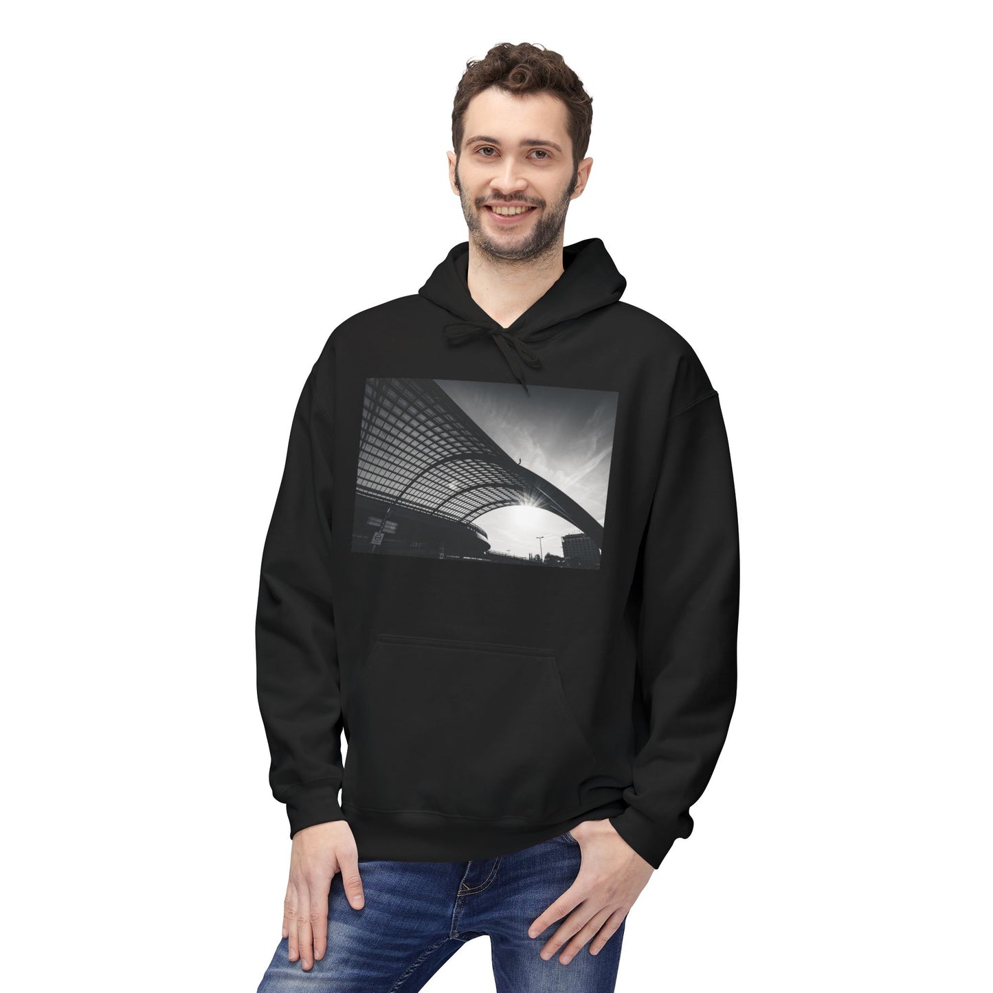 Amsterdam | Architectural Wave Monochrome Fleece Hoodie
