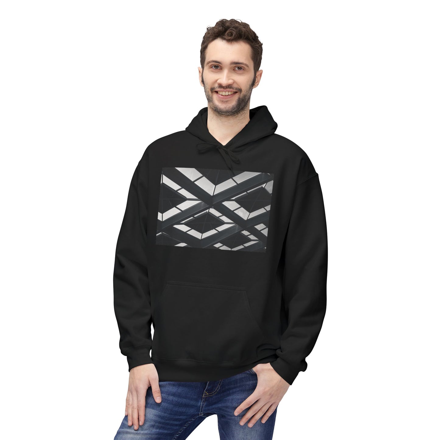 Structural Grid Monochrome The Hague Fleece Hoodie