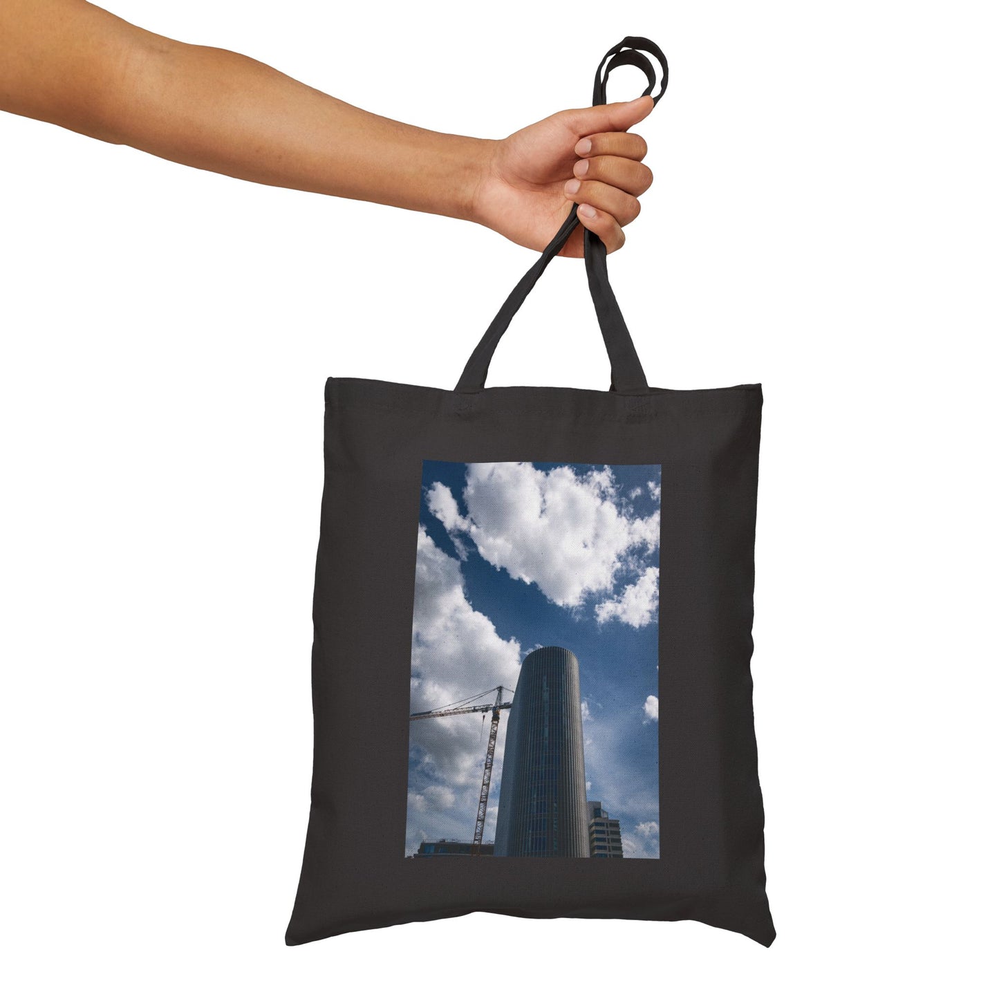 Skyward Ascent Amsterdam Bijlmer Cotton Canvas Tote Bag with Artistic Photographic Print
