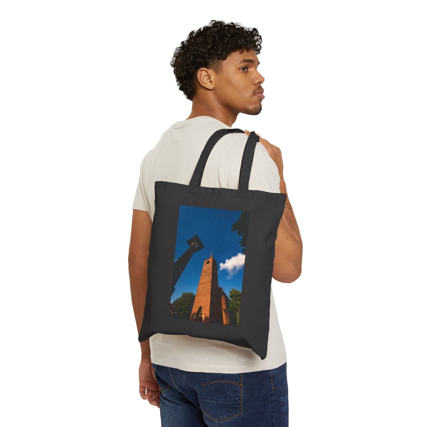 Leiden Steeple Cotton Canvas Tote Bag with Artistic Photographic Print