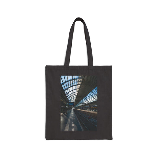 Amsterdam Central | Skyward Angle Cotton Canvas Tote Bag with Artistic Photographic Print